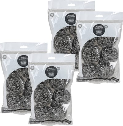 Urban Living Schuursponsjes - RVS - 24x - pannenspons - 6 cm - zilver - schoonmaken - scrubben
