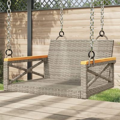 Hangstoel - Schommelbank - Buiten Ontspannen - Weerbestendig rotan - 63 x 62 x 40 cm - Grijs