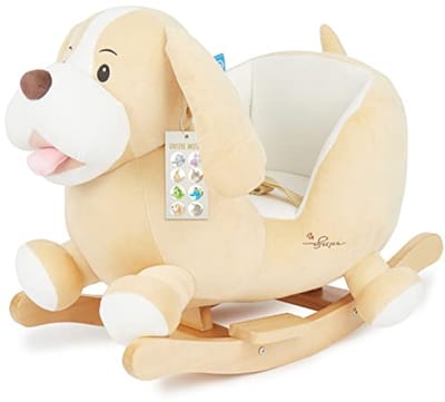 Schattig Pluchen Schommeldier Hond voor Kinderen | Veiligheidsgordel | Babyschommel voor Jongens en Meisjes | Perfecte Speelgoed voor Babykamer
