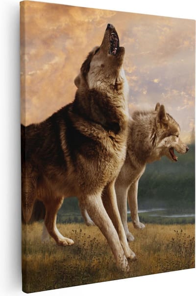 Artaza Canvas Schilderij Wolf - 80x100 cm - Groot - Wanddecoratie Dieren - Muurdecoratie Bos - Schilderijen Op Canvas