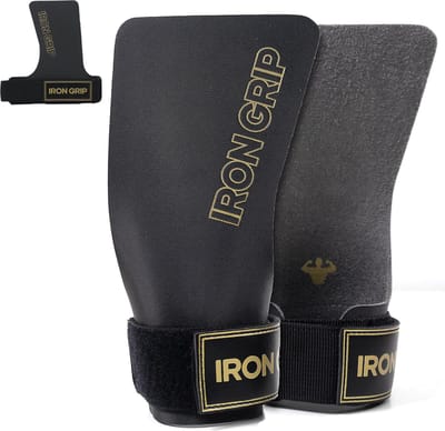 Iron Grip Crossfit grips - No chalk / geen magnesium nodig - Zwart - One size - Voor Crossfit & Gymastics - No Chalk - Ultra Sticky Fingerless CrossFit Grips - Grips Zonder Gaten - Leertjes - Grips Vingerloos