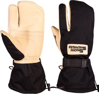 Snowshepherd - Lobster Handschoenen - Leer & CORDURA® - Waterdicht - Thinsulate 150g - Heren/Dames - Geel/Zwart - S