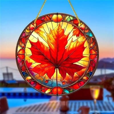 Herfstdecoratie met Acrylaat Gevlochten Glazen Raamdecoratie, Kleurige Zonvanger en Wandhanger voor Feestdagen en Cadeaus