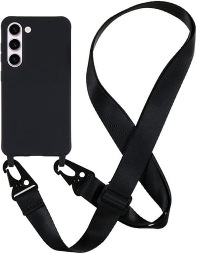 YPCd Crossbody Hoesje Geschikt voor Samsung Galaxy S24 FE – TPU & Siliconen Backcover met Verstelbare Crossbody Schouderband Koord – Verhoogde Randen – Zwart