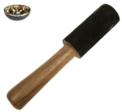 Klankschaal stick met zwart suède - 20x4 - Â±200 - Hout - Suede - Zwart - M