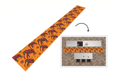 Keukenloper - Keukenmat - Olifant - Ornament - Bloemen - Patroon - 400x50 cm - Keuken vloerkleed