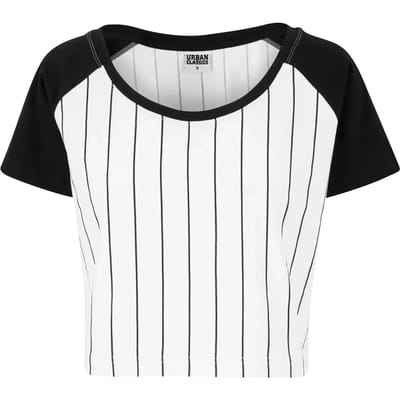 Urban Classics - Baseball Crop top - XS - Wit/Zwart