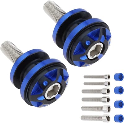 SnelShoppen - 2pcs CNC Aluminium Swing Arm Spools Sliders Motorcycles Scooters Elektrische Fietsen met 6mm 8mm 10mm Schroeven - Blauwe Swingarm Bobbin