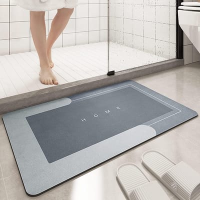 Absorberende badmat - Vloermat douche - Badkamer droog houden - Sneldrogend 4-laags - 60 x 40 cm - Blauw