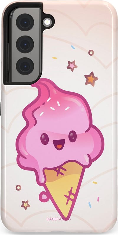 Casetastic Hoesje Geschikt voor Samsung S22 - Stijlvolle Beschermende Duo-layer Case - Roze Kawaii Dessert