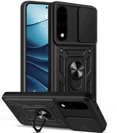 MobyDefend Hoesje - Geschikt voor OnePlus Nord 5 - Pantsercase Met Draaibare Ring - Zwart