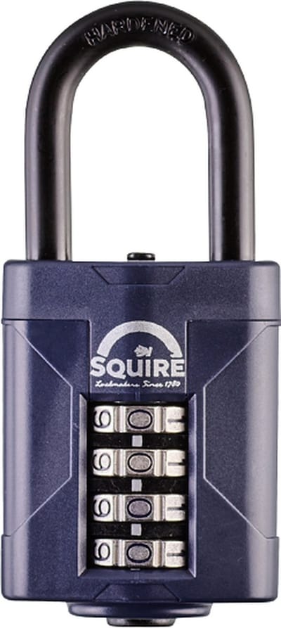 Squire CP50/1.5 - Hangslot - Cijferslot - Sterk slot met lange beugel - Voor binnen en buiten - 50 mm