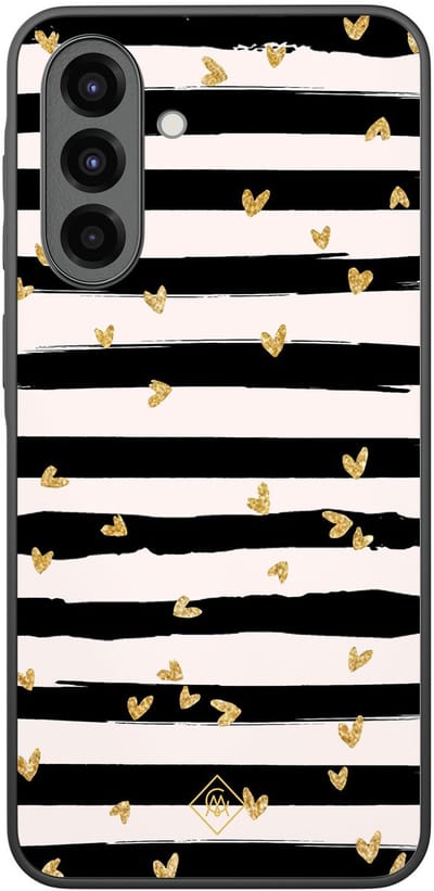 Casimoda® hoesje - Geschikt voor Samsung Galaxy A36 - Hart Streepjes - Zwart TPU Backcover - Gestreept - Zwart
