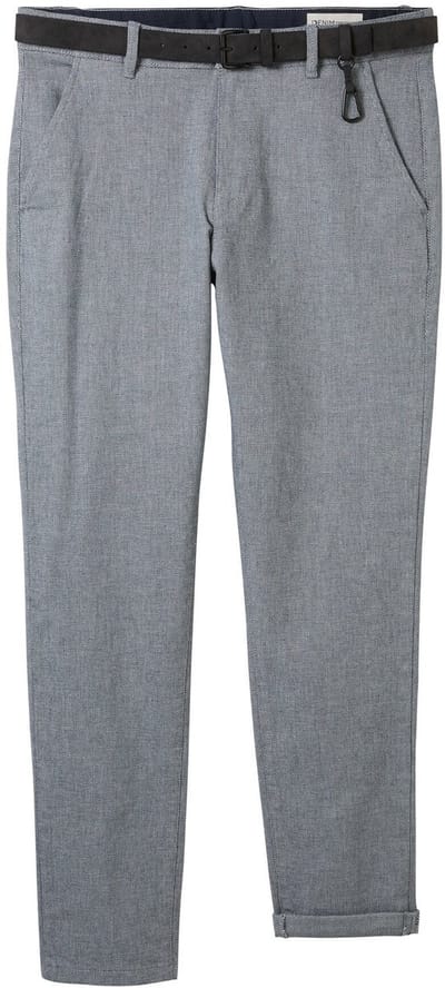 Tom Tailor Denim - Chino met rechte pijpen en riem - Maat 28/32 - white navy dobby yarn dye