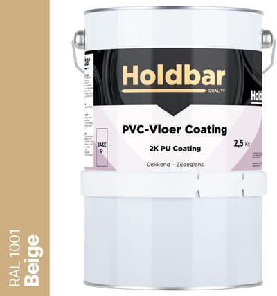 Holdbar PVC-Vloer Coating Beige (RAL 1001) 2,5 Kg - Vloerverf - Alle kleuren - Hecht direct op PVC - Slijtvast - UV-bestendig - Gemakkelijk te reinigen - Beschermt PVC-Vloer - 2 Componenten Verf