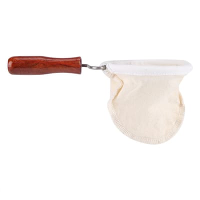 Dailygoods- Koffiefilter Herbruikbaar - Flanellen Doek - Houten Handvat - Comfortabel - Eenvoudig te Reinigen - Voor Koffieliefhebbers - Koffiefilterzak