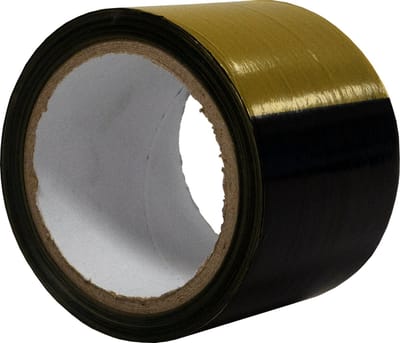 DULA Afzetlint 75 mm x 100 m - Zwart-Geel geblokt - Markeerlint - Polypropyleen