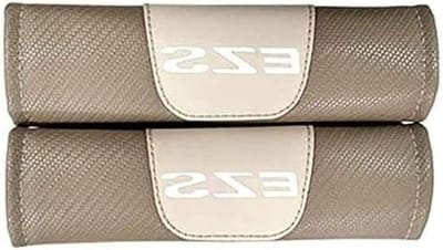 Autogordel Covers - Schouder Pads - Comfortabel Rijden - Koolstofvezel Materiaal - 2 Stuks - Beige-Wit