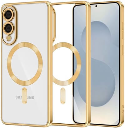 Hoesje geschikt voor Samsung Galaxy S25 Edge - Techsuit Luxury Crystal Back Cover - Geschikt voor MagSafe - Transparant/Goud