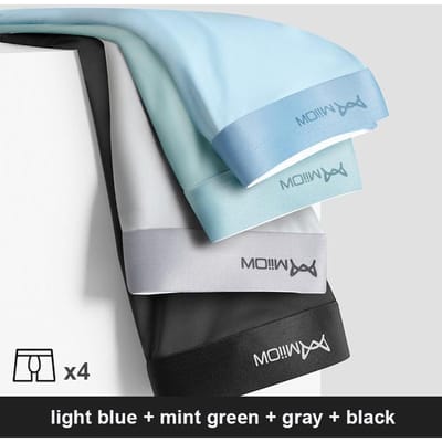 MiiOW 4 stuks partij heren boxershorts grafeen antibacterieel ijs zijde ondergoed heren boxershorts naadloos ademend heren slipje L-5XL L gray
