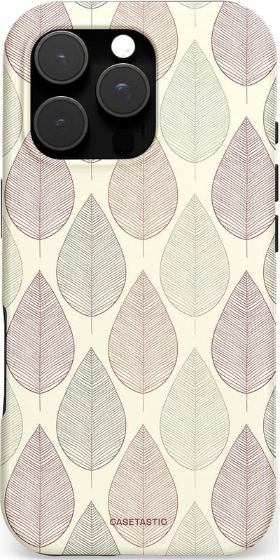 Casetastic hoesje geschikt voor Apple iPhone 16 Pro - MagSafe - Dubbellaagse bescherming - Botanisch retro bladeren dans - Fashion Case - Crème