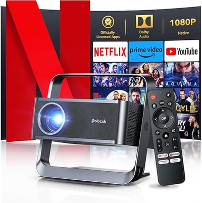 Mini Beamer met Wi-Fi 6 & Bluetooth 5.2 -1080P FHD Smart Projector met 4K-Ondersteuning – 30.000 Lumen – 4D/4P Keystone & Elektrische Scherpstelling – 270° Draaibaar Design