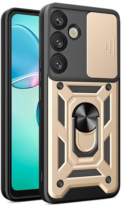 Coverup Hoesje - Geschikt voor Samsung Galaxy A57 Hoesje - Coverup Armor Ring Kickstand Back Cover met Camera Shield - Goud