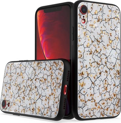 LuxeBass Siliconen hoesje met print geschikt voor Apple iPhone XR - Marmer Broken White - telefoonhoes - gsm hoes - telefoonhoesje