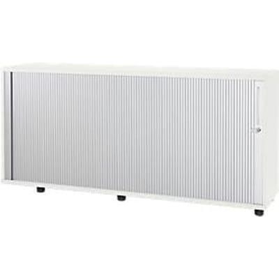 Schäfer Shop Select Dwarsrolluikkast, hout, 2 legplanken, B 1600 mm x D 421 x H 750 mm, wit, wit.
