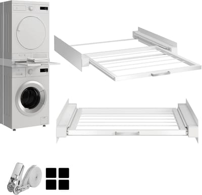 Universeel tussenbouwframe voor wasmachines en drogers - Met uittrekbaar vak, trillingsdempend, 60 x 54 x 10 cm
