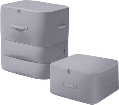 Deken opbergzakken - Dekbed organizer - Ruimte besparen - Transparant venster - 61 cm - Grijs