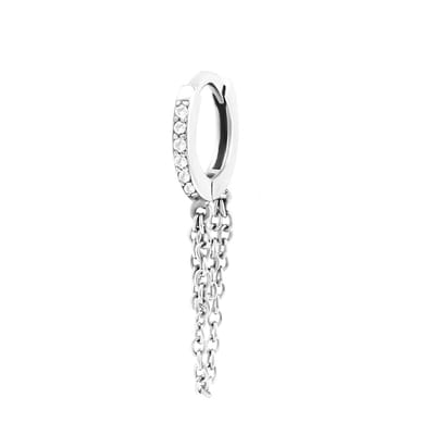 Lucardi Dames Helixpiercing kristal+ketting - Piercing - Cadeau - Staal - Zilverkleurig