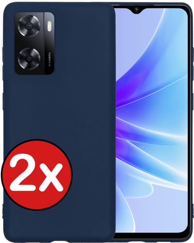Hoesje - 2 Stuks - Geschikt voor OPPO A57s - Sterk & Shockproof - Telefoonhoes - Back Cover - Case Siliconen - Telefoon Hoes - Donkerblauw