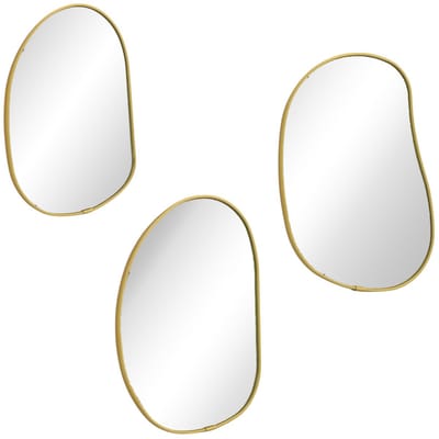 Home Society - Spiegel - Set van 3 Kusa - Organische Vorm - Goud - 26x17 cm - Wandspiegels
