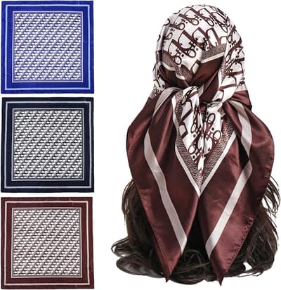 Grote vierkante sjaal voor vrouwen, veelzijdige hoofddoek en bandana, perfect voor dagelijks gebruik, feesten en stijlvolle decoratie (90 x 90 cm)