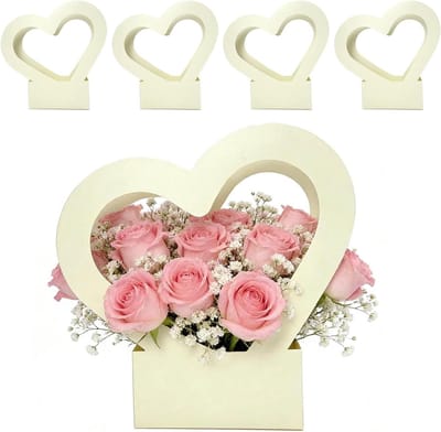Bloemenzakken Set - Boeket Houder - Bloemen Vervoeren - Waterdichte Laag - 5 Stuks - Crèmekleurig