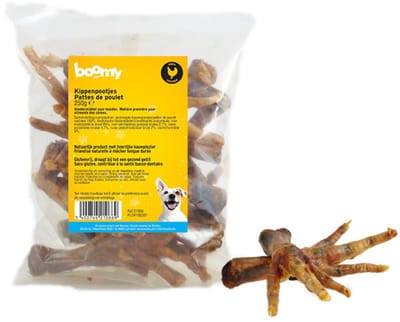 Boomy - Kippenpoten – Gedroogde hondensnacks – Natuurlijke kauwsnack - Hondensnoepjes - 2 x 250g