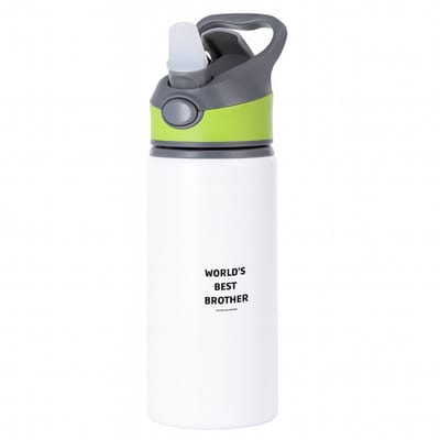 Hacebo® - world's best brother It's true we checked waterfles met rietje groen - Broer - werelds beste broer - verjaardag - cadeautje voor broer - broer artikelen - kado - geschenk - water fles - 650ML