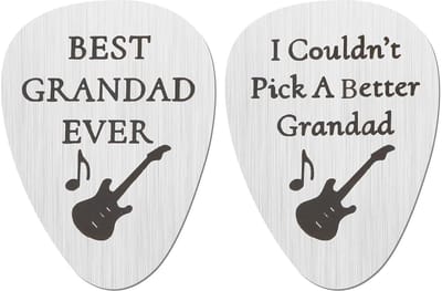 VT Goods - Gitaar Picks - Plectrums voor Opa en Oma - Zilver - Roestvrij Staal - 2 Stuks Gitaar Plectrums - Geschikt voor Gitaar en Bas