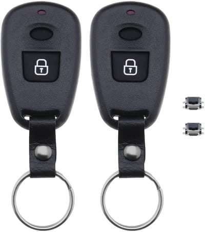 Dailygoods- Autosleutel Case Vervanging - 2x Sleutelhanger Behuizing - Compatibel met Hyundai Elantra/Santa Fe/Matrix - 1 Knop - Kunststof/Metaal - Eenvoudig te installeren - Sleutelbehuizing