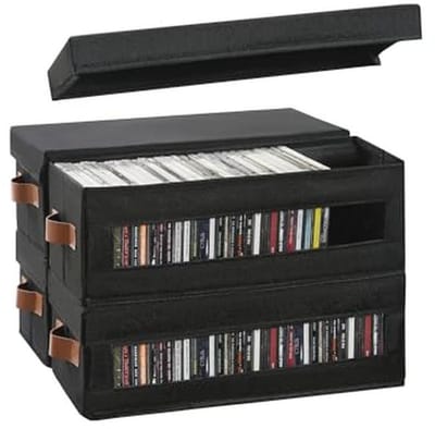 CD-opbergdozen met zichtbaar venster - Stapelbare houder voor 148 CD's