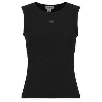 Calvin Klein Sl Woven Label 2x2 Tank Top Black Maat: S | Mouwloze Tops Outlet | Dames | Zwart