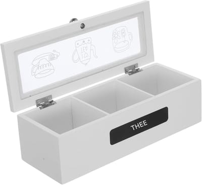 longziming -Theebeutelbox - Thee Organizer - Houten Bewaardoos - Meerdere Compartimenten - Frisheid Behoud - Natuurlijk Hout - Elegant Design - Veelzijdig Gebruik - 1 Stuk