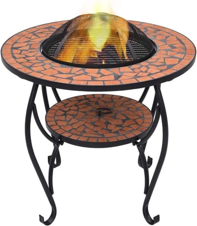 Grote Vuurkorf - Buitenhaard Schaal - Terras Verwarmen - Inclusief Rooster - 68 cm - Terracotta