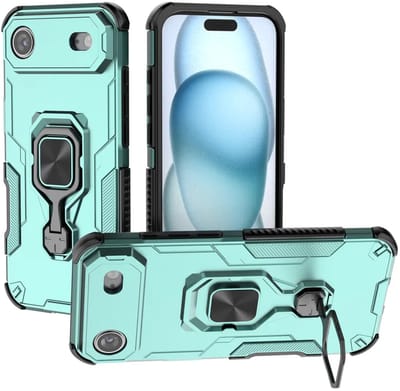 MobyDefend Hoesje - Geschikt voor iPhone Air - Dubbelgelaagde Pantsercase Met Standaard - Turquoise