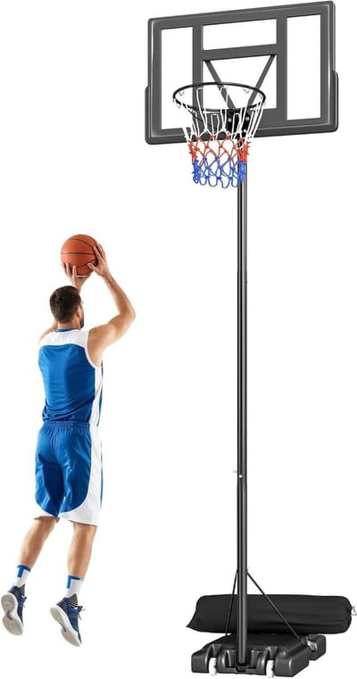Basketbalring voor buiten - Basketbalstandaard mobiel - Basketbal trainen - Snel hoogte verstelbaar - 135-305 cm - Zwart