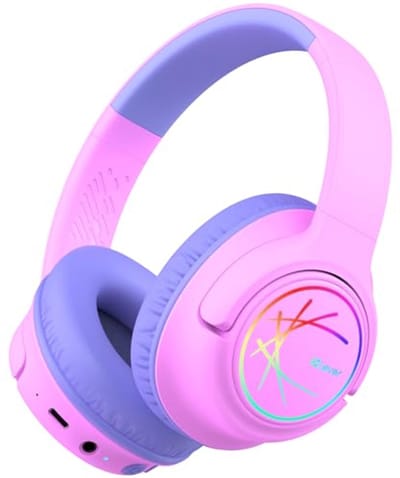 Bluetooth Hoofdtelefoon voor Kinderen met LED-verlichting - Veilig Volume tot 85dBA, 43 Uur Speeltijd, Draagbare en Comfortabele Ontwerp