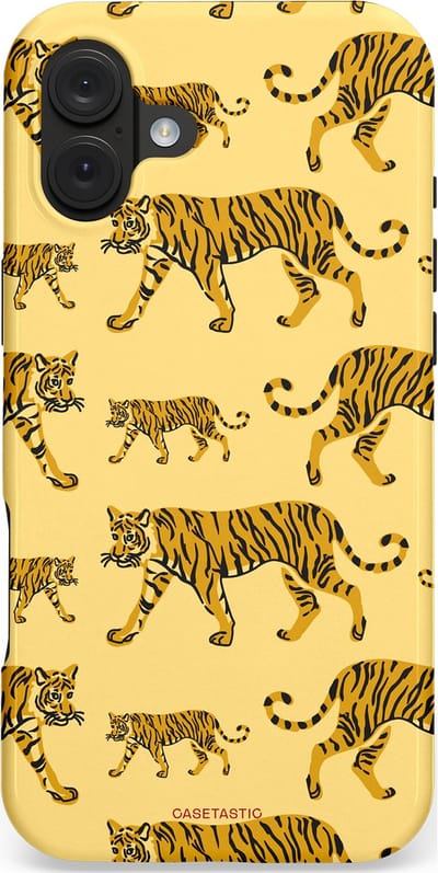 Casetastic hoesje geschikt voor Apple iPhone 16 Plus - MagSafe - Dubbellaagse bescherming - Streep van de natuur - Fashion Case - Goud Taupe