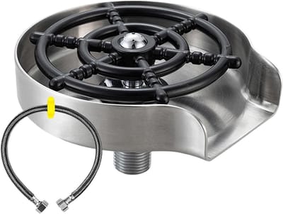 Kopspoeler Keuken - Glazenspoeler Gootsteen - Snel Glazen Reinigen - Roestvrij Staal ABS - 14 cm - Zilver
