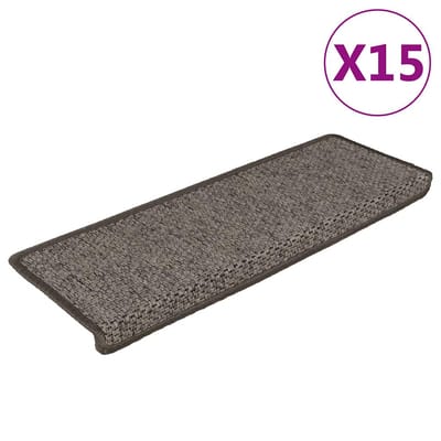 vidaXL - Trapmatten - zelfklevend - 15st - sisal-look - 65x21x4cm - grijs - en - beige